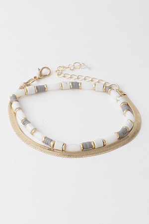 Snake Chain N Stone Bead Bracelet