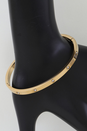 Engraved Rhinestone Cuff Bracelet