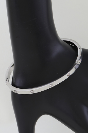 Engraved Rhinestone Cuff Bracelet