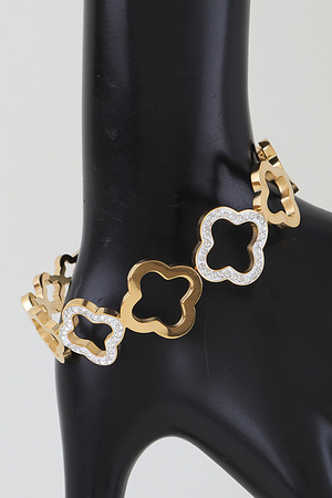 Bejeweled Open Clover Chain Bracelet