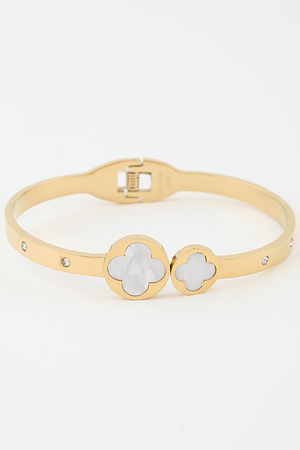 Twin Marble Clover Cuff Bracelet