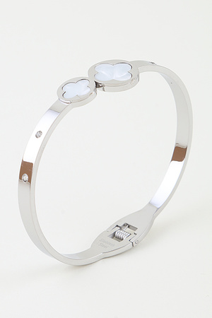 Twin Marble Clover Cuff Bracelet