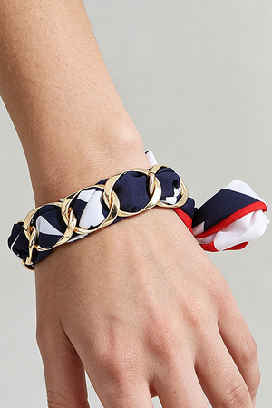 Fabric Curb Chain Wrap Bracelet