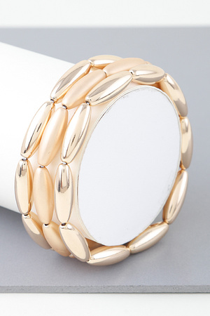 Triple Wide Beaded Cuff Bracelet