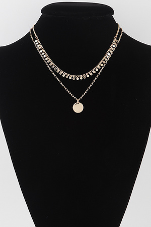 Double Round Pendant Necklace