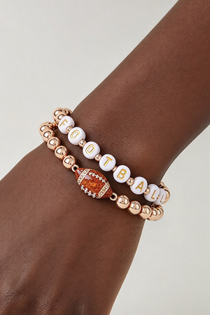 "FOOTBALL" letter & sparkling charm Beaded Stretch Bracelet Set