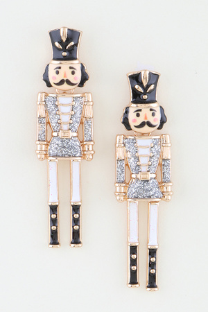 Glitter Nutcracker Drop Earrings