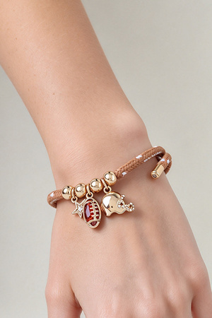 Game Day Football Charm Cord Stretchy Bracelet