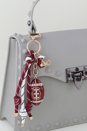 Game Day Maroon Football & Helmet Bag Charm Keychain