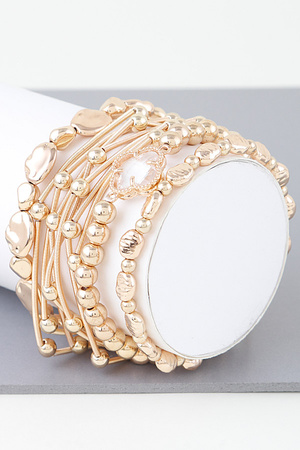 Multi Clover Coil Beaded Bracelet