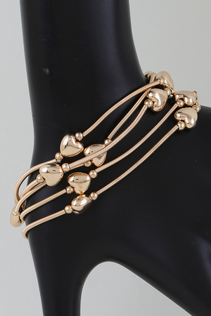 Shiny Heart Tube Beaded Bracelet