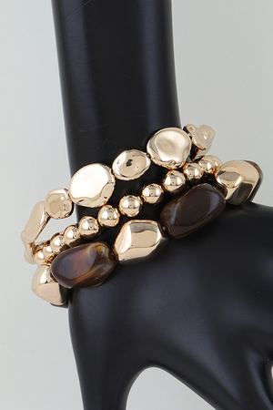 Triple Stone Beaded Bracelet