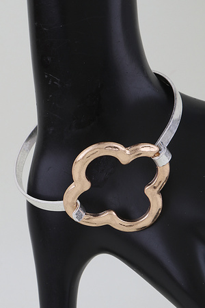 Hammered Clover Hook Cuff Bracelet
