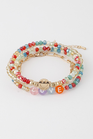 Multi Love N Smile Beaded Chain Bracelet