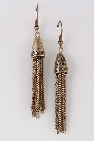 Aztec Inspired Fringed Chain Earrings 7FCE1