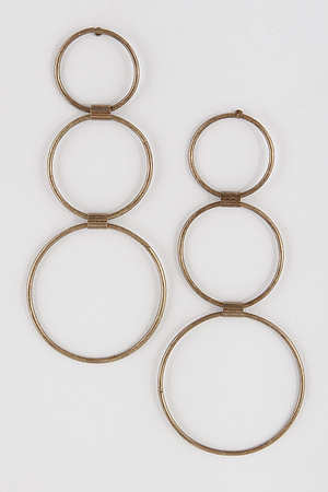 Antique Style Three Linked Circles Earrings 7FCD10