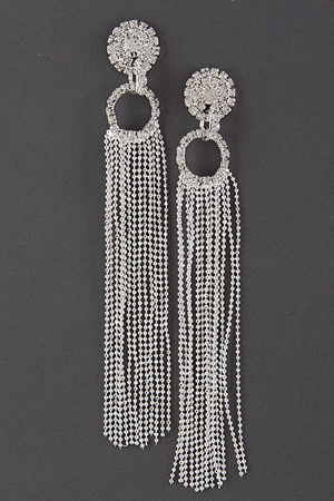 Metallic Tassel Earrings With Rhinestone 7GCA1
