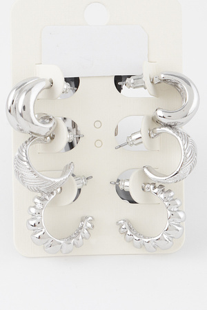 Triple Hoop Earrings Set