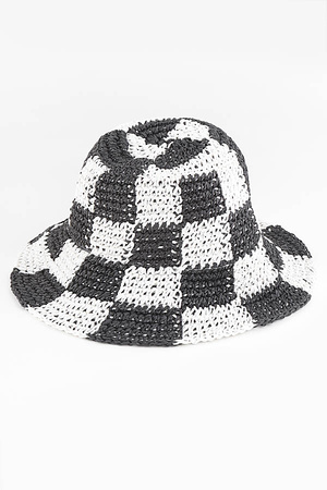 Checker Weaved Bucket Hat