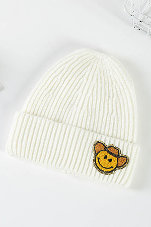 COWBOY SMILE PATCH KNITTED BEANIE