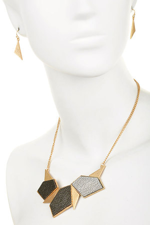 Triangular mix pendant necklace set-ghe-jai1