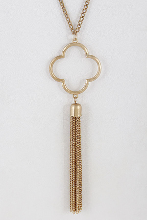 Lucky Charm Inspired Long Tassel Necklace 7JAE5