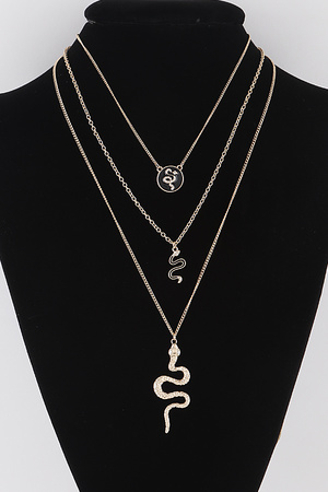 Triple Snake Pendant Necklace