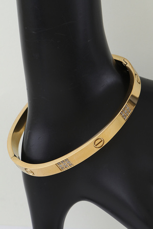 Pave Crystal Screw Detail Bangle