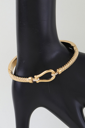Twisted Bejeweled Horseshoe Toggle Bracelet