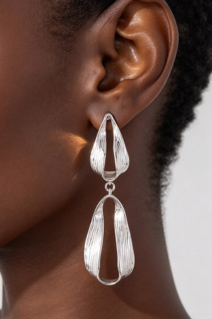 Textured Open Loop Dangle Earrings