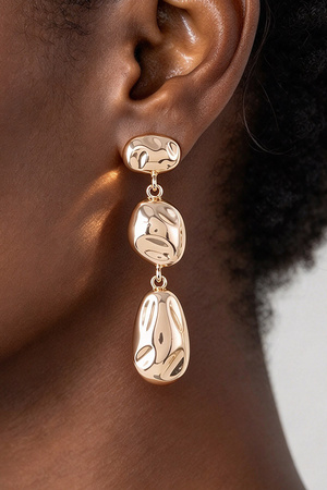 Hammered Metal Multi Drop Statement Earrings