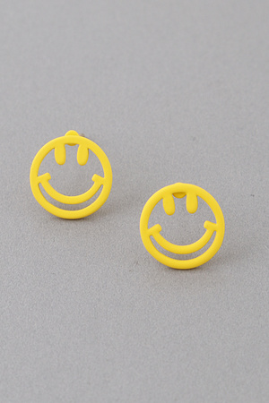 Open Cut Smiley Face Stud Earrings