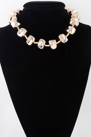 Bulky Shiny Abstract Cube Statement Necklace