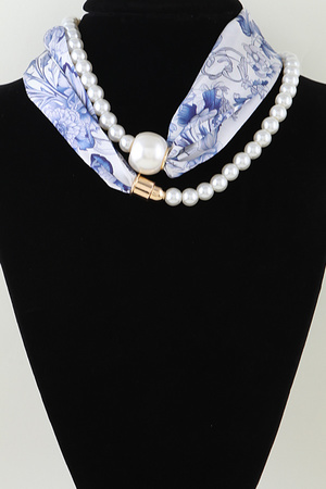 Pearl Scarf Beaded Statement Necklace