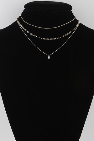 Triple Jewel Chain Necklace
