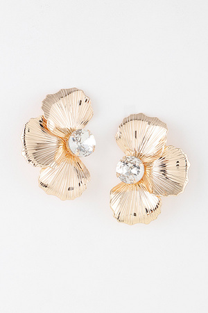 Jeweled Half Flower Earrings