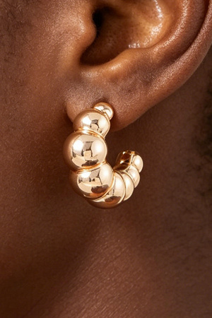 Beaded Crescent Moon Hoop Earrings