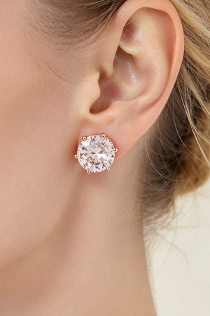 Large Round Cubic Zirconia Stud Earrings