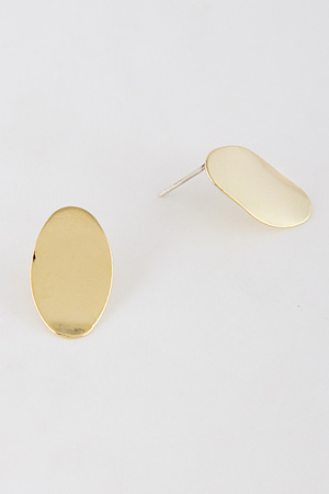 Oval Plain Metallic Earrings 8ABC2