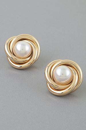 Modern Pearl Twist Wrap Stud Earrings