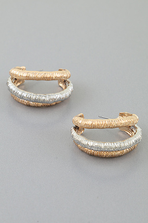 Two Toned Engraved Hoop Earrings