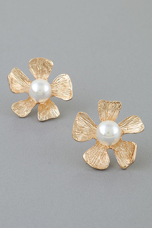 Abstract Engraved Flower Stud Earrings