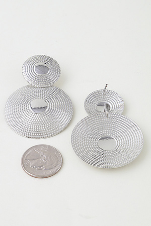 Ribbed Double Disc Drop Earrings
