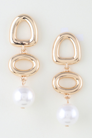 Modern Gold Capsule Drop Earrings With Faux Pearl