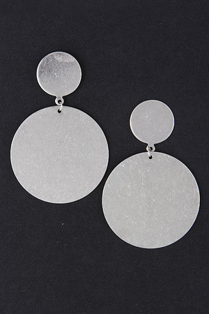 Two Flat Circle Metal Earrings 7JCB9