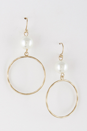 Thin Circle & Pearl Earrings 8HAB4