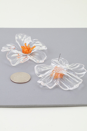 Transparent Peony Flower Earrings