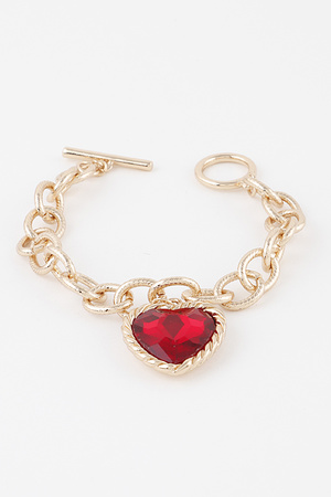 Heart Jewel Toggle Chain Bracelet