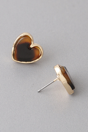 Marbled Heart Stone Stud Earrings