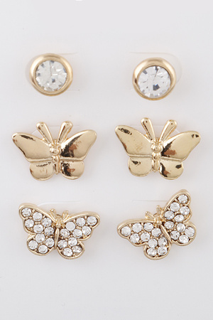Butterfly Stud Earrings Set